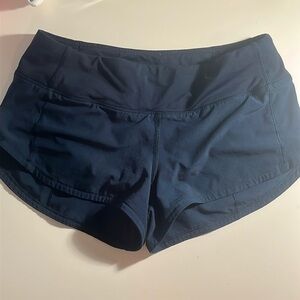 true navy lululemon speed up shorts size 4